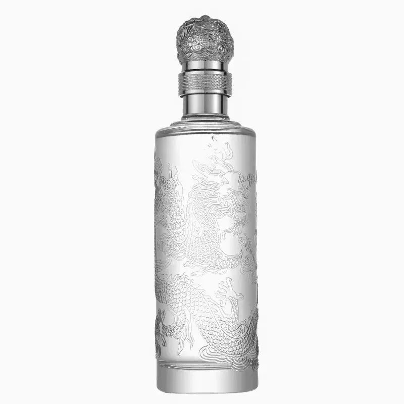 dragon engrave 500ML Round shaped Chinese Zodiac whiskey decanter for Liquor Scotch Bourbon