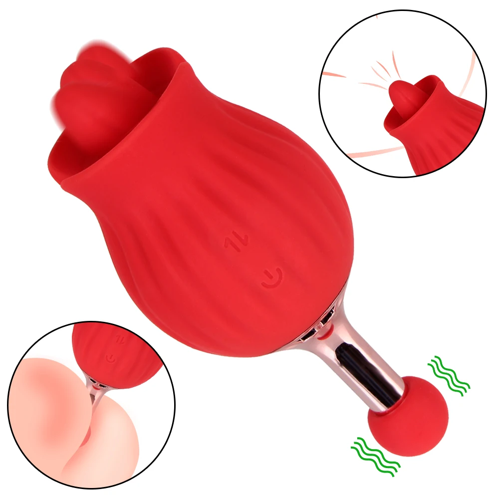Rose Shape Tongue Licking Vibrator for Women