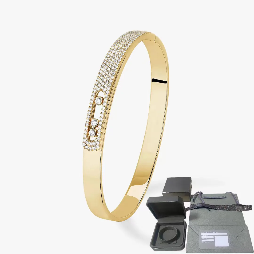 Yellow Gold Diamond Bangle Bracelet Move Noa