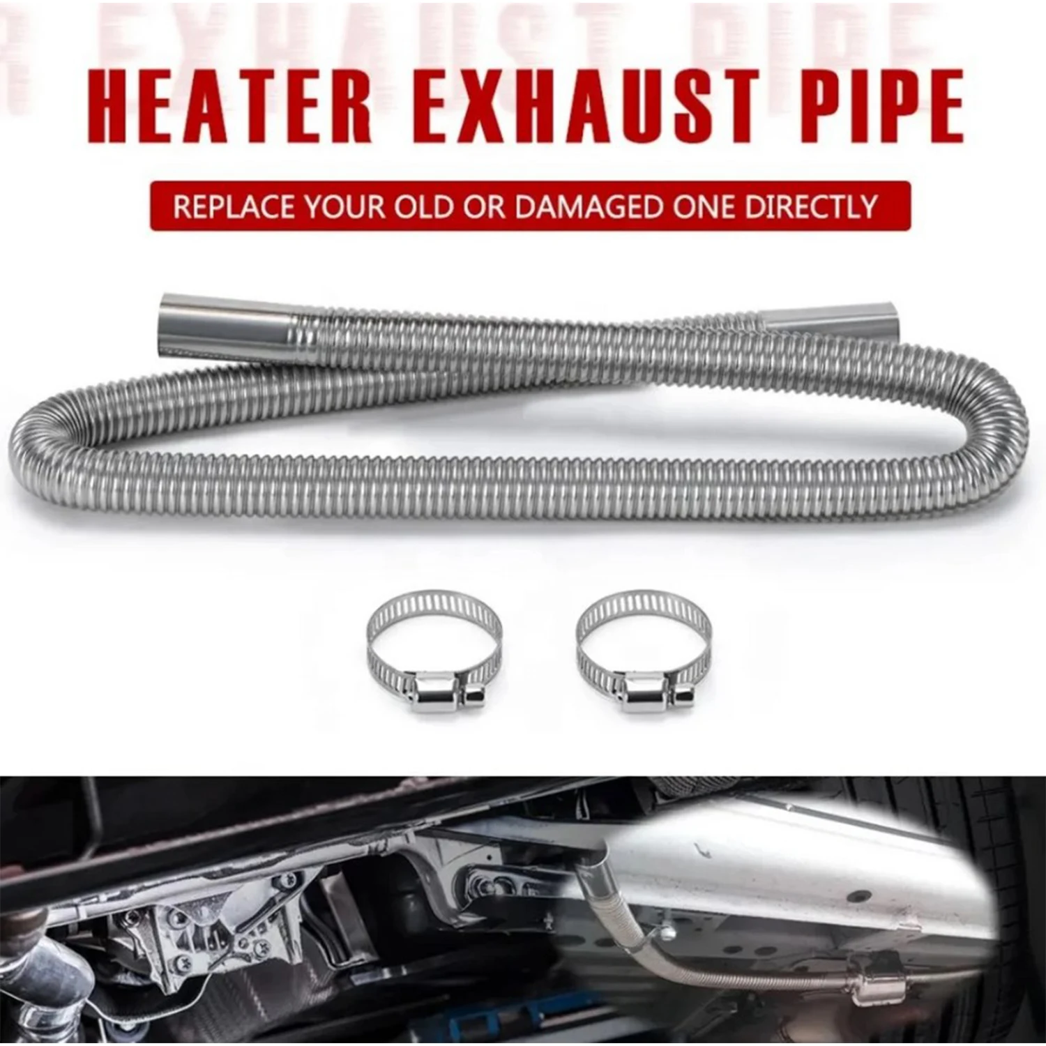 Stainless Steel Exhaust Hose 120/200cm for Generators Cars Fuel Tanks Diesel Heating and Mufflers-Durable and Heat-Resistant