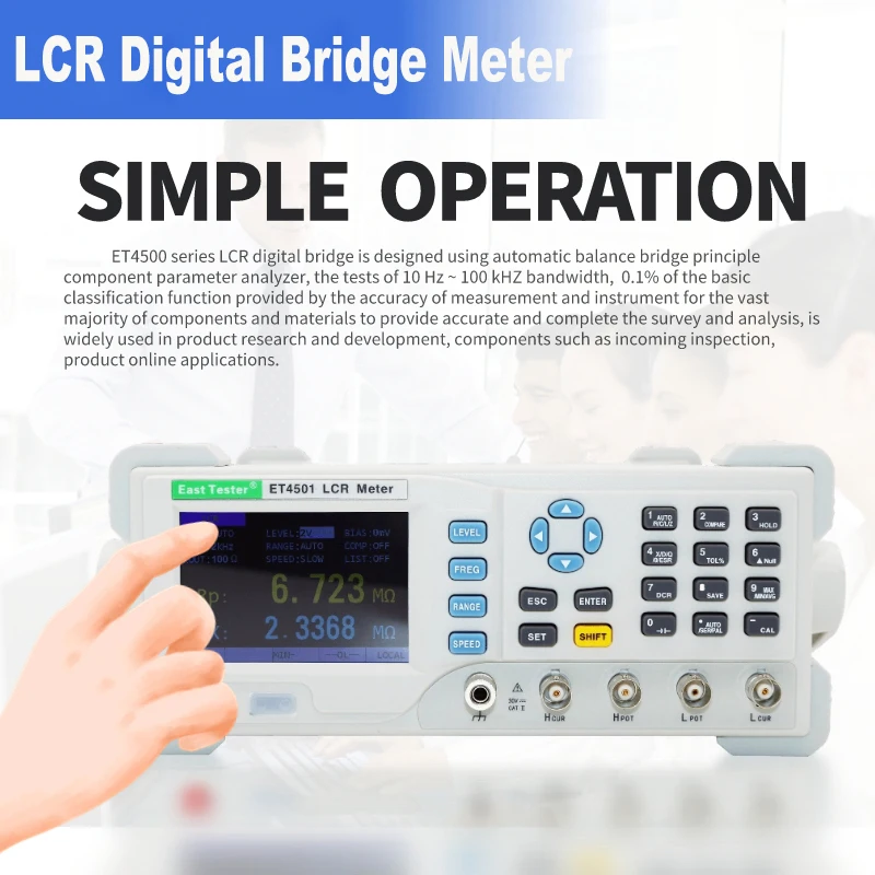

ET45 series Benchtop LCR Meter Precision Digital Lab Tester for Apacitance Ground Insulation Resistance Inductance Accuracy 0.1%