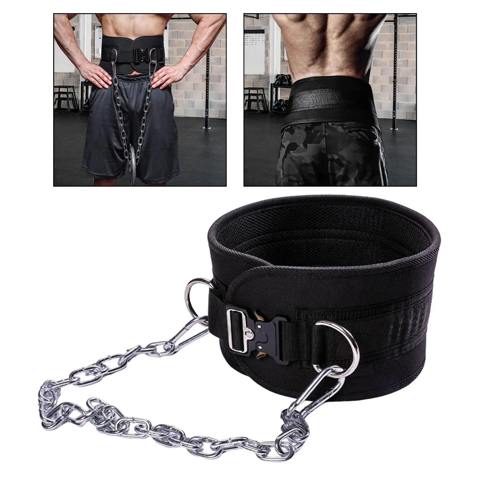 Dipping Belt for Weightlifting with Chain Waist Support Pull Ups Portable Strength Training Durable Workout Weight Lifting Belt