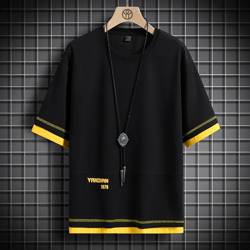 

Hip Hop Loose Mens T-shirts Casual Classic 2023 Summer Street Short Sleeves BLACK WHITE Fashion Tees Oversized Size 5XL T-shirt