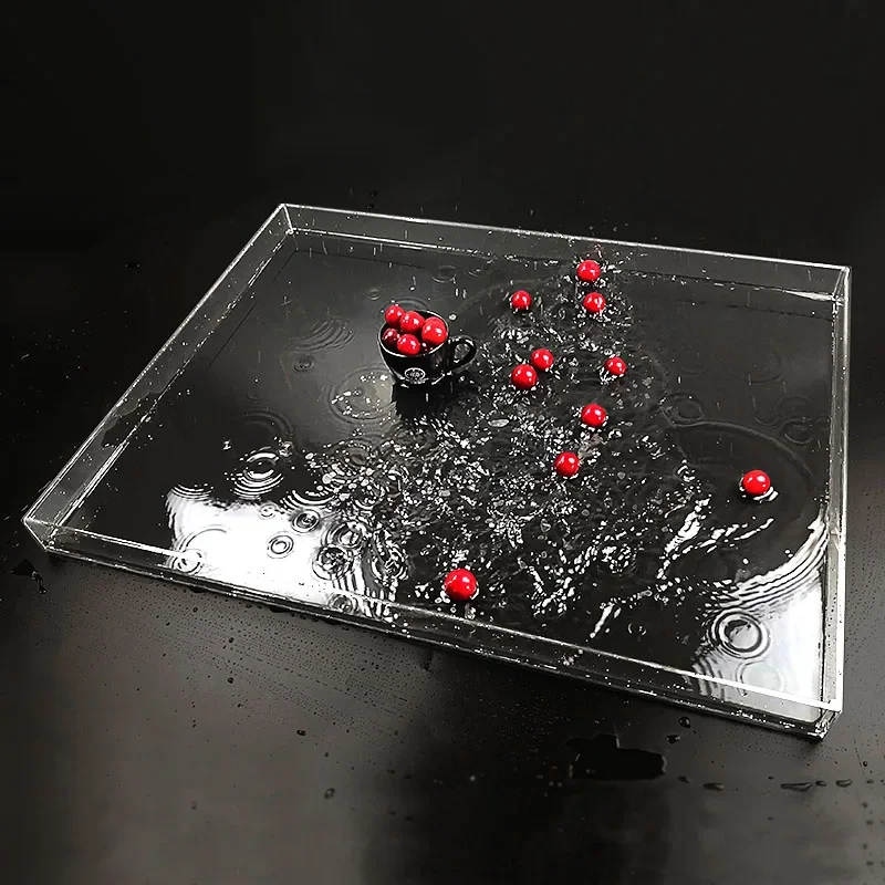 Description Picture 6 of itemTransparent Acrylic Water Tank Shallow Sink Photo Studio Kit Tabletop Shooting Props Coffee Tray Desktop Cosmetics Storage Tray