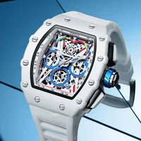 Montre de luxe pour hommes ONOLA mode décontracté multifonctionnel bande de Silicone étanche montre à Quartz blanc 2