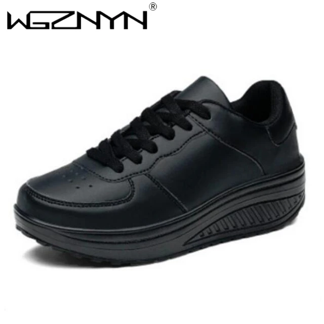 Zapatos deportivos para mujer, zapatos vulcanizados para mujer, zapatos de  plataforma al aire libre, zapatillas de deporte femeninas, negro