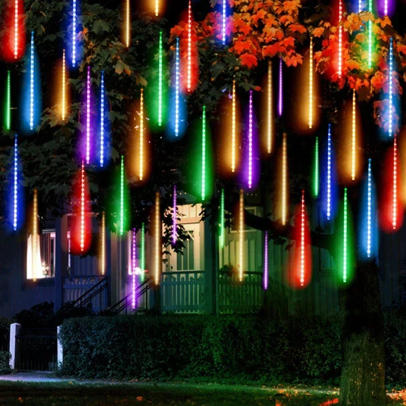 Description Picture 5 of item1/2/3/4 Set Outdoor Meteor Shower Rain LED Fairy String Lights Festoon Street Garland Christmas Decorations for Home New Year