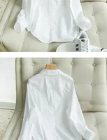 Spring and Summer Women's White Shirt Basic Korean Version Loose Casual Office Shirt Work Professional Top Solid Color - Image 5