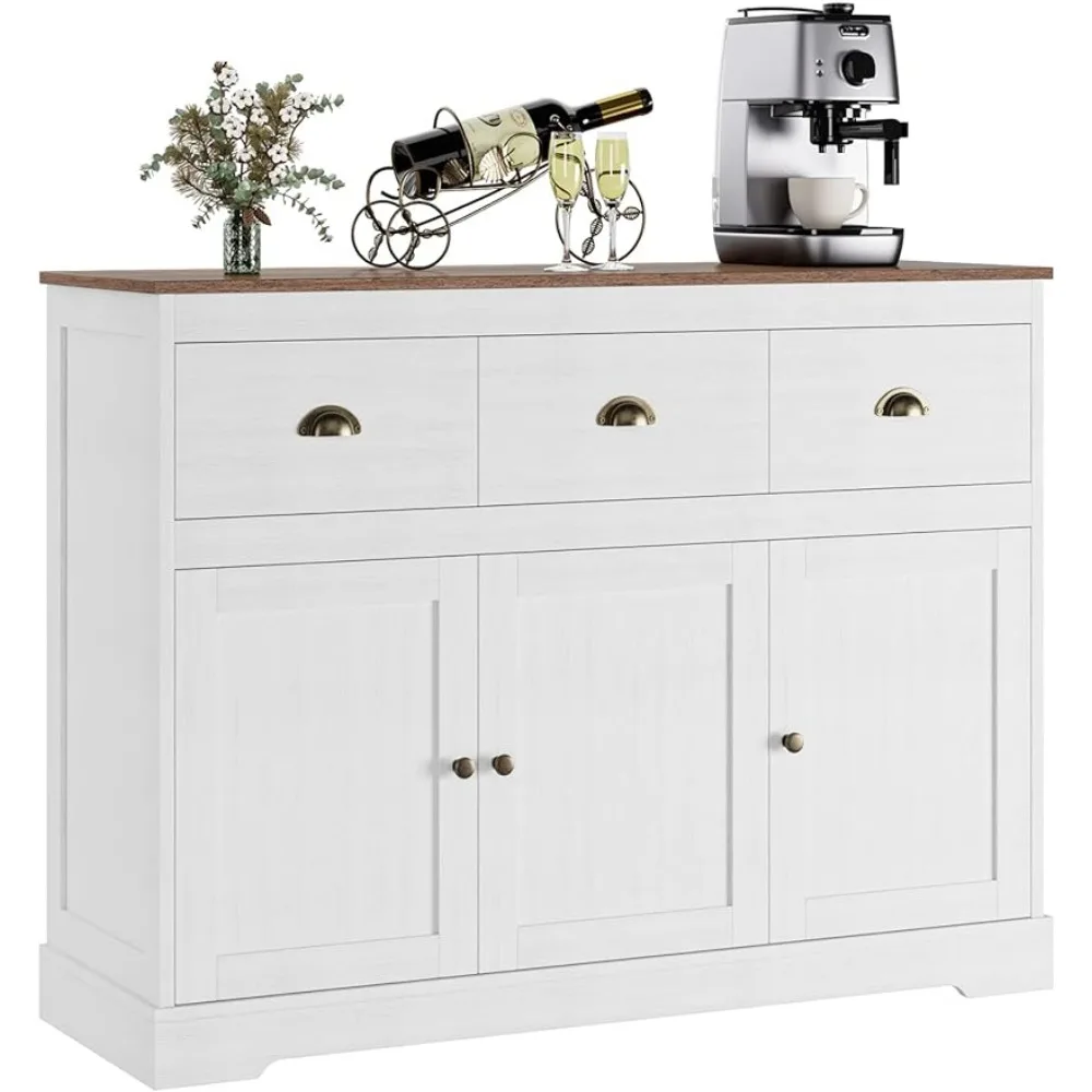 

Buffet Cabinet Storage Kitchen Cabinet Sideboard Buffet Wine Cabinet with 3 Drawers & 3 Doors Adjustable Shelves Console Table