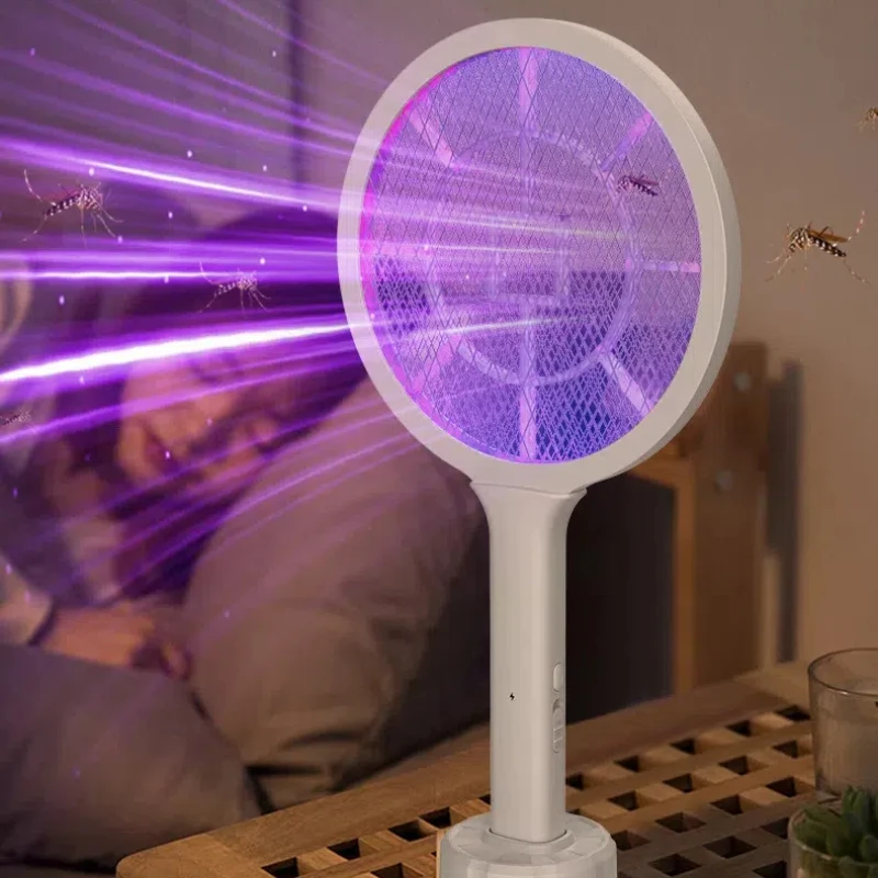 USB Rechargeable Mosquito Swatter Light Wave to Induce Mosquitoes and Electroshock to Kill Mosquitoes Electric Shock Swatter