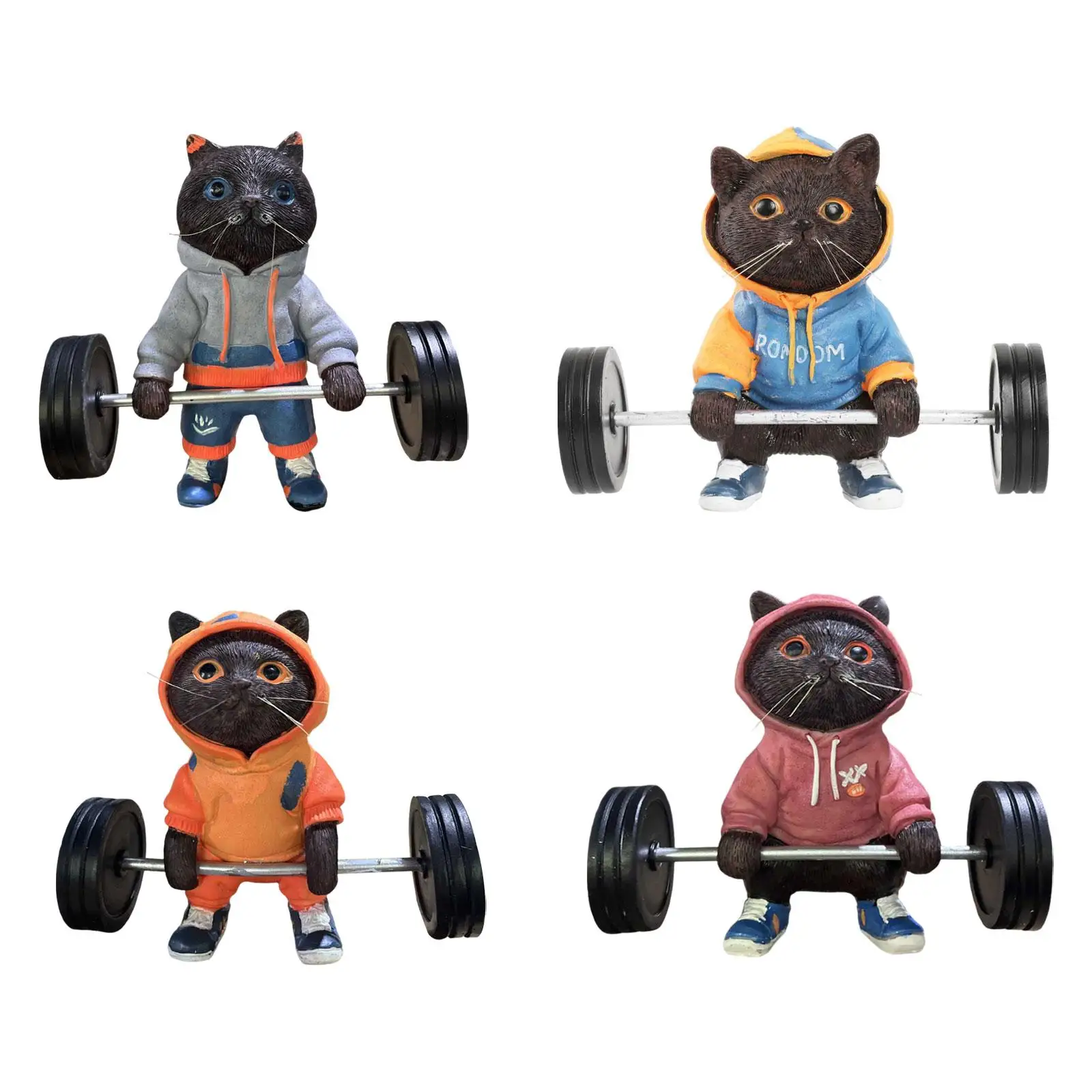 

Cat Figurine Cat Lifting Barbell Barbell Black Cat Statue Resin Cat Sculpture for Gym Gifts Office Desk Decor Cat Lovers Indoor