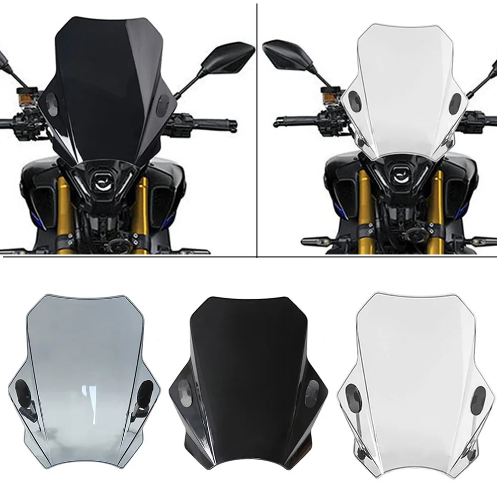 For YAMAHA MT-09 MT09 / SP FZ-09 FZ09 Universal Motorcycle Windshield Glass Cover Screen Deflector Motorcycle Accessories for harley davidson street bob 2018 2022 universal motorcycle windshield glass cover screen deflector motorcycle accessories