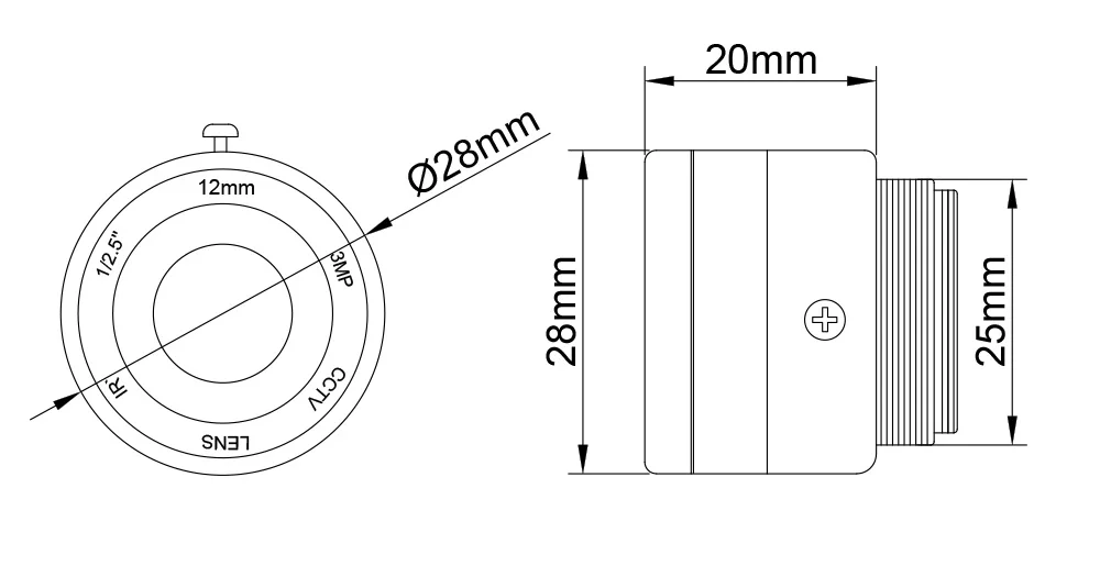12/16/25mm CS Mount Lens 1/2" 1/2.5" Image Format CCTV Camera Lens With Narrowba