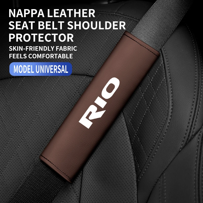 1PC Leather Car Seat Belt Shoulder Protector Cover Safety Belt Padding Pad For Kia Rio KN RIIO Seat Decoration