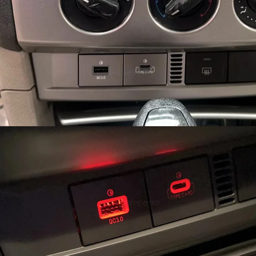 Car Black/Silver USB Charger PD Quick Charge Auto Phone Charging Adapter Button