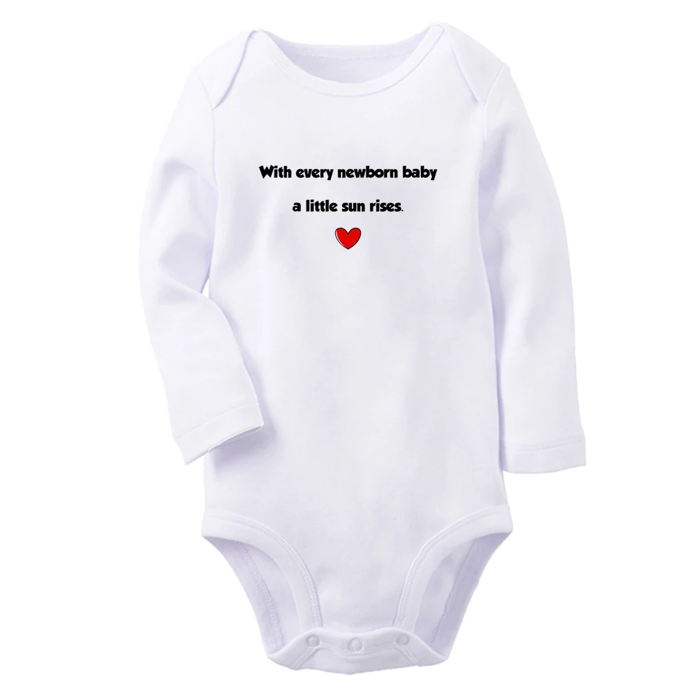 

With every newborn baby,a little sun rises Cute Baby Rompers Boys Girls Fun Print Bodysuit Long Sleeves Jumpsuit Kids Clothes