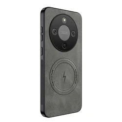 Premium Shockproof Magnetic PU Leather Phone Case - Sleek Soft Back Cover with Skin - Feel Texture for Honor X70 (GRAY)