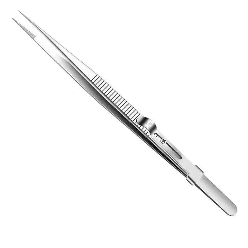 Stainless Steel Precision Tweezers Adjustable Slide Lock Antistatic Jewelry Eyebrow Craft For Electronic Component Repair Tools