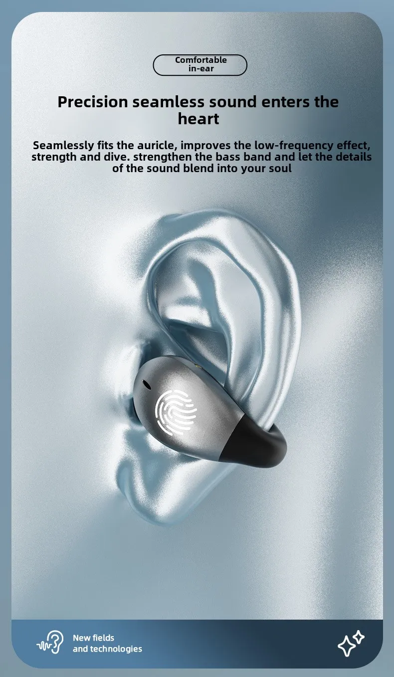 New OWS bone conduction clip ear type ultra-long standby painless ear sports mus