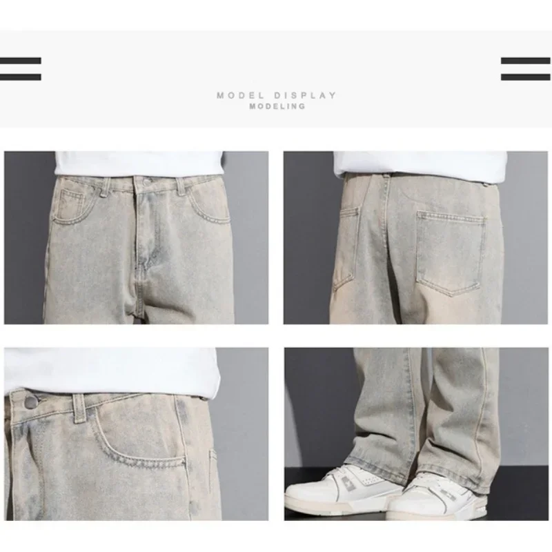 Spring Autumn Tall Men 190CM Guy Extra Long 115CM Lengthen Jeans Black Vintage Loose Straight Trousers Cowboy Male Denim Pants 5