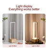 LED Table Lamp USB Nightstand Lamp 3 Color Temp Geometric Nightstand Lamp Stepless Dimmable Desk Light Wooden Base for Bedroom 4