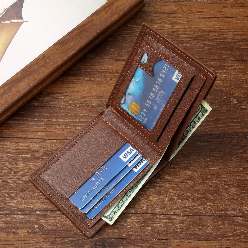 Slim Wallets for Men Rfid Blocking Money Clip Men's Youth Luxury Short Leather Card Holder Thin Minimalist Bifold Man Wallet - 3