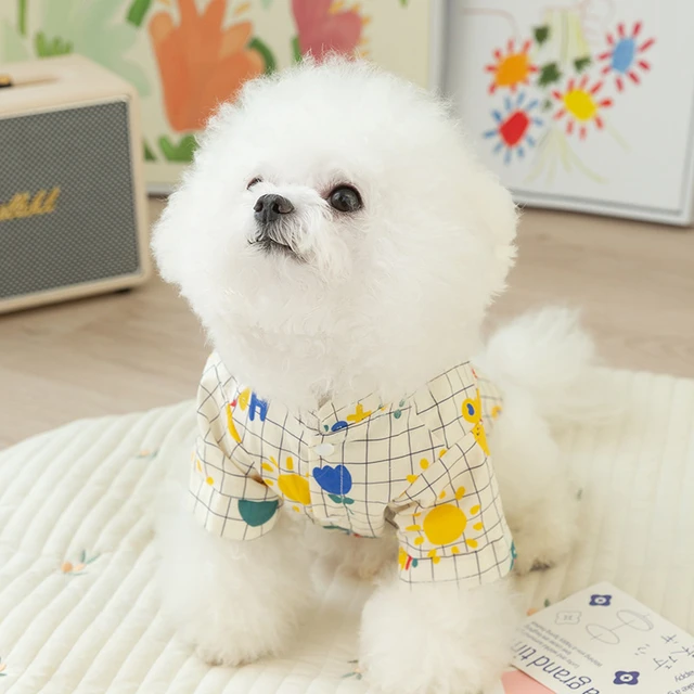 Pet Dog Chinese Style Bow Tie Printed Shirt Cute Bear T-shirt