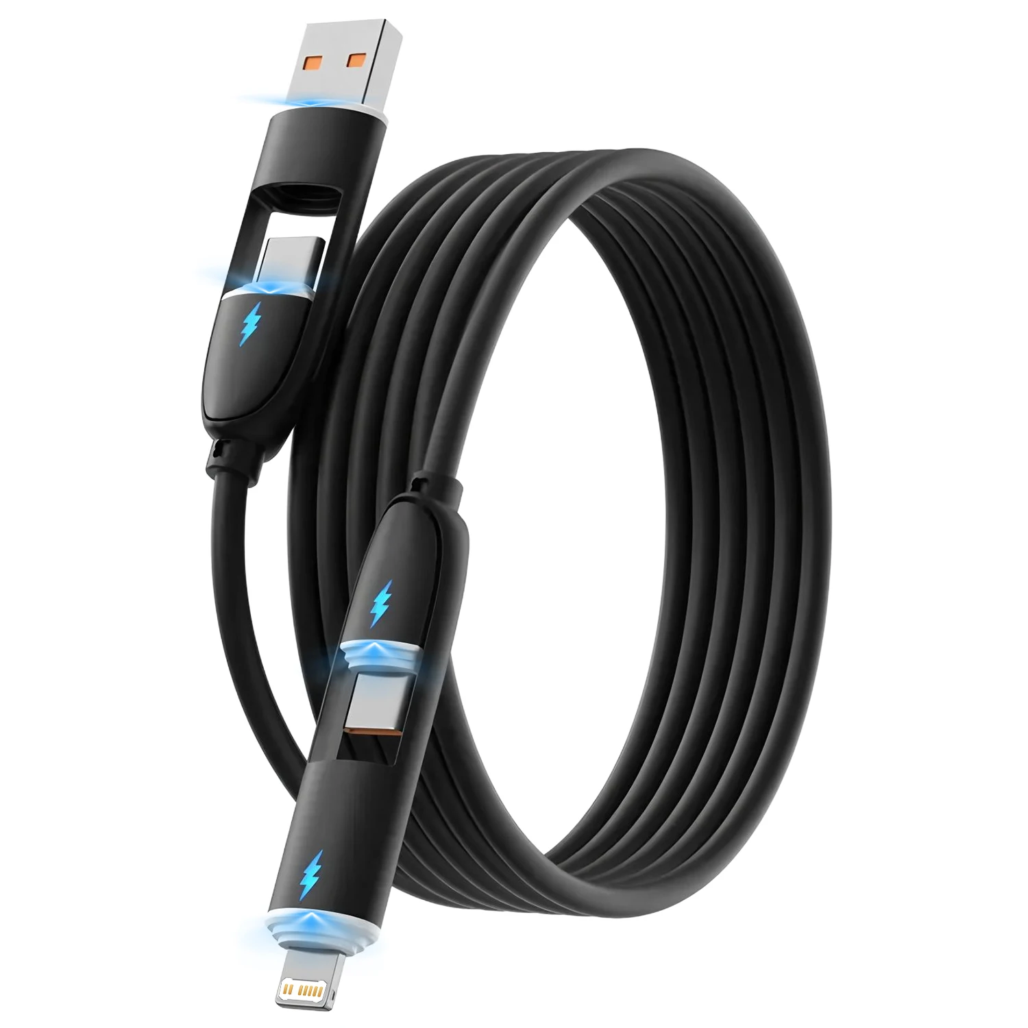 240W 4-in-1 PD 케이블 초고속 충전 데이터 케이블 USB to Type-C 케이블 (아이폰, 삼성, 화웨이 태블릿용) USB C to Type C 케이블