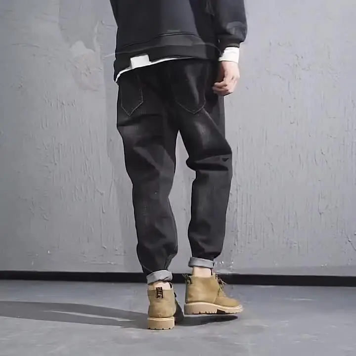 Мужские джинсы-карандаш Черные классические джинсовые брюки размера плюс 140 кг 44