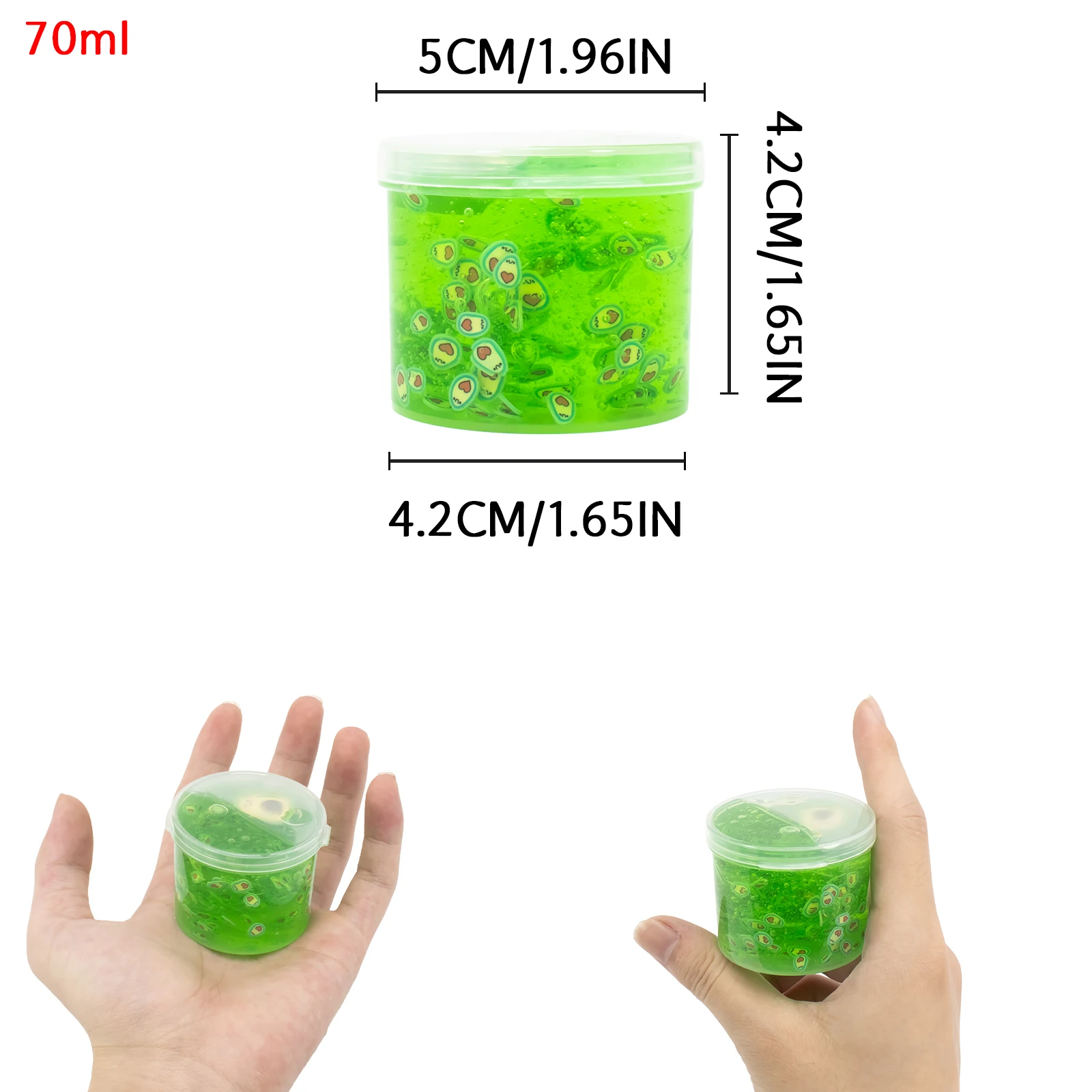 70ml Crystal Clear Slime with Watermelon Peach Avocado Pineapple Charms-Non-Sticky Soft Jelly Clay For Party Christmas Gift 2