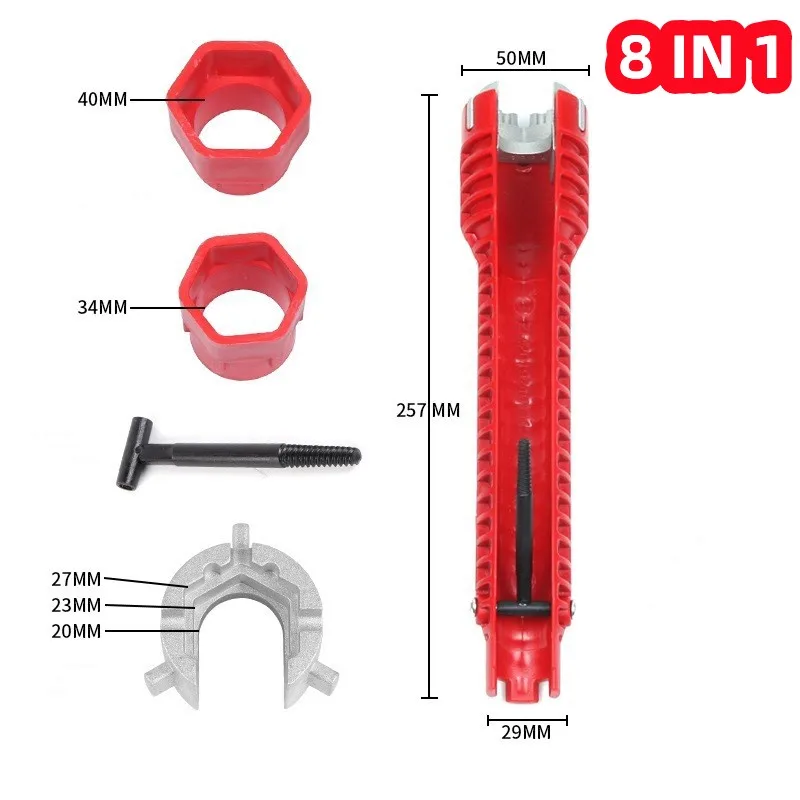 8 In 1 Multifunctional Sink Wrench Water Pipe Faucet Bathroom Installation Special Plumbing Water Heater Spanner Repair Tool 6