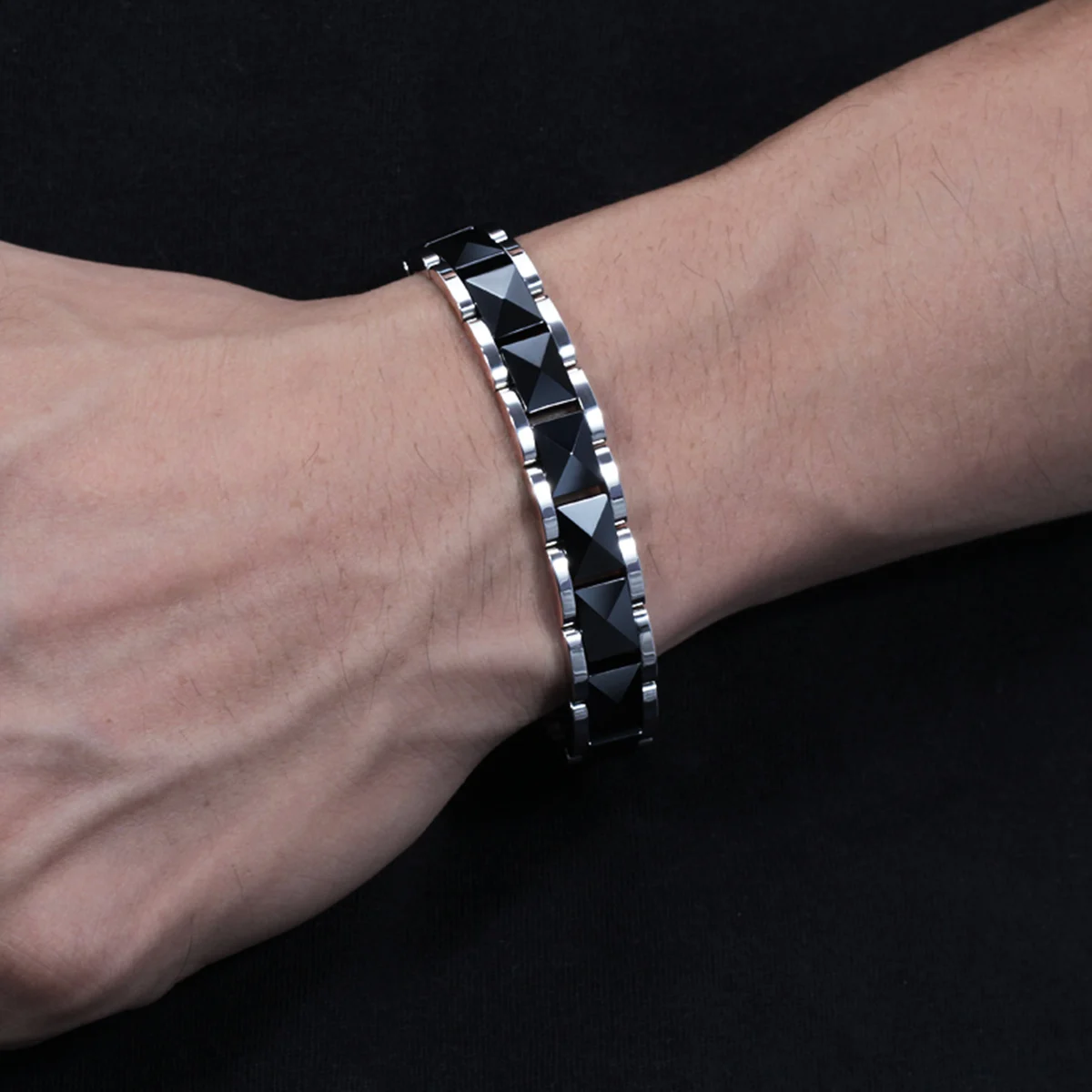 ARADOO Premium Ceramic Titanium Steel Bracelet for Men Women with Hematite Magnetic Therapy Wristband Jewelry Gifts