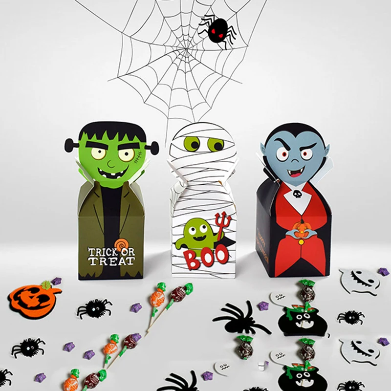 10/20pcs Halloween Monster Papier Süßigkeiten Geschenk box Keks Geister Kuchen bevorzugen Geschenk verpackungs boxen Halloween Thema Party Dekoration