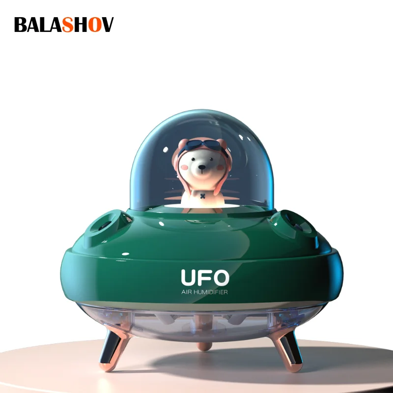 

Dual Nozzles Wireless UFO Humidifier Desktop Air Humidifier Cute Planet Bear LED Light Ultrasonic Aroma Essential Oil Diffuser