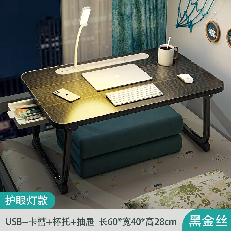 Laptop Desk for Bed Lap Desk with LED Ligh, Laptop Bed Tray Table, Foldable Lap Tablet Table with Storage Drawer