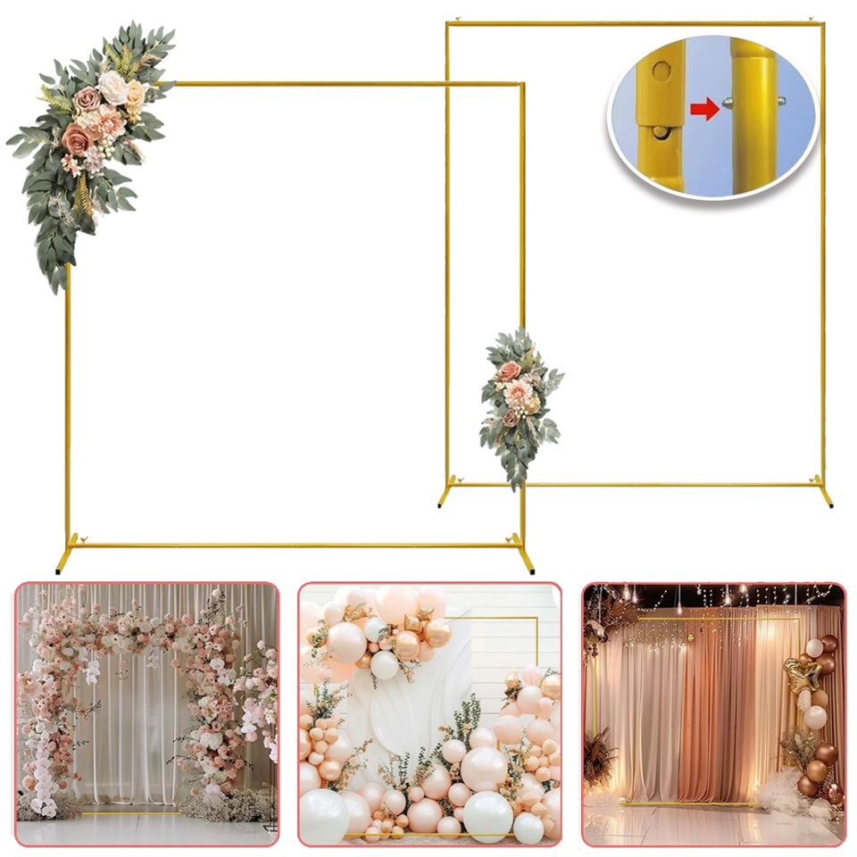 Metal Square Wedding Arch Backdrop Curtain Flower Frame balloon Stand Party Garden Decoration Photography props Easy Assembly