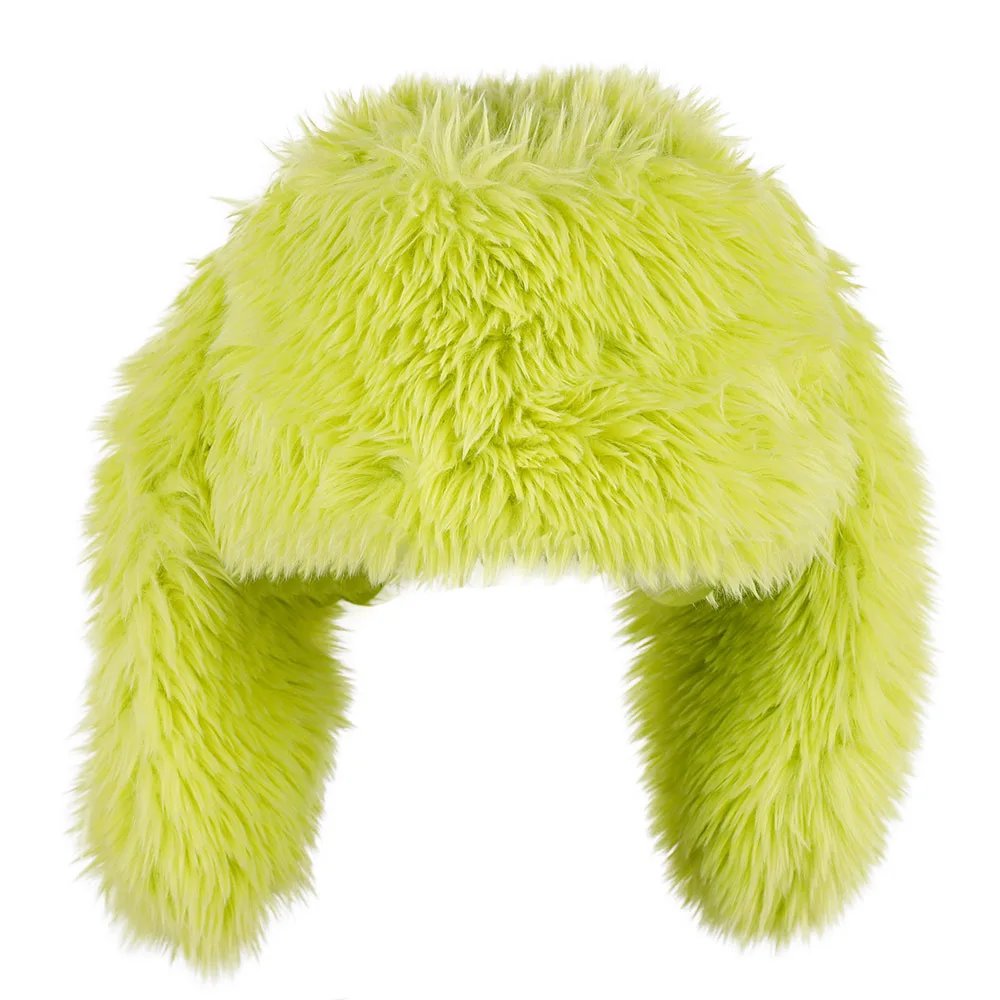 Fashion Plush Rabbit Big Head Ears Fishers Hat Women Autumn Winter Thicken Warm Cute Bowler Hat Appear Face Small Short Brim Hat