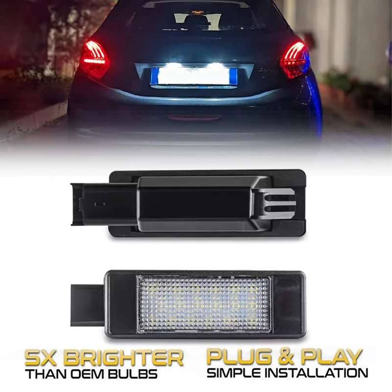 For Peugeot Citroen NEW White 6000K 18 SMD LED license plate
