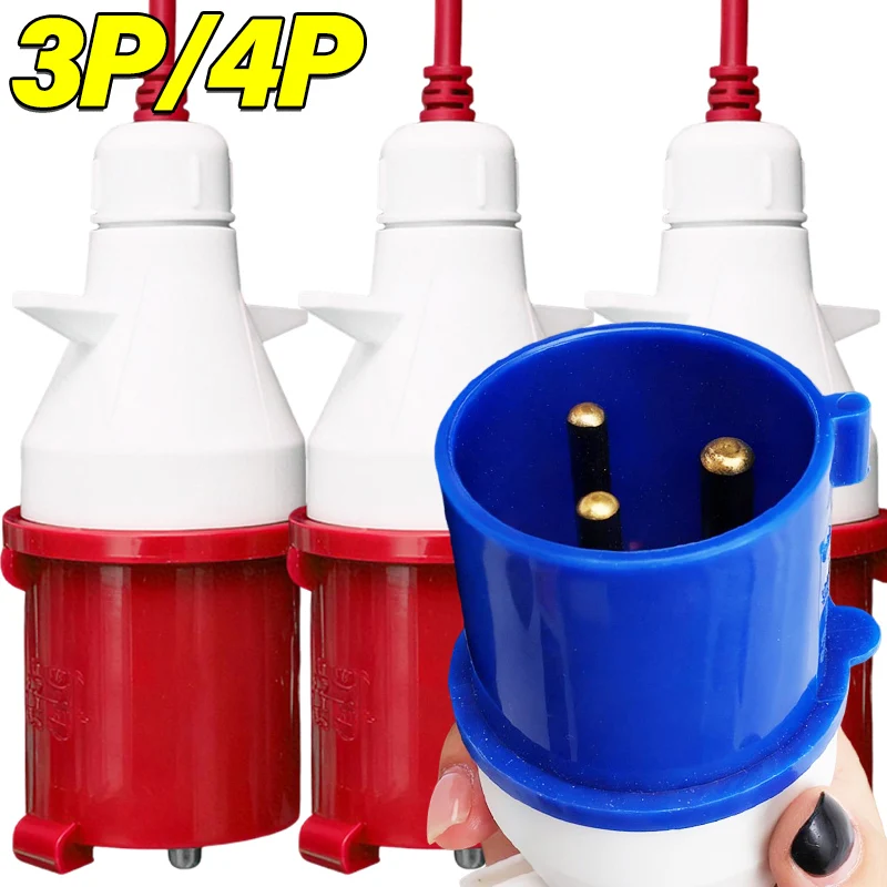 Waterproof Plug Socket Adapter IP44 Industrial Plug and Socket Connector 3PIN 4PIN 16A/32A Waterproof ...