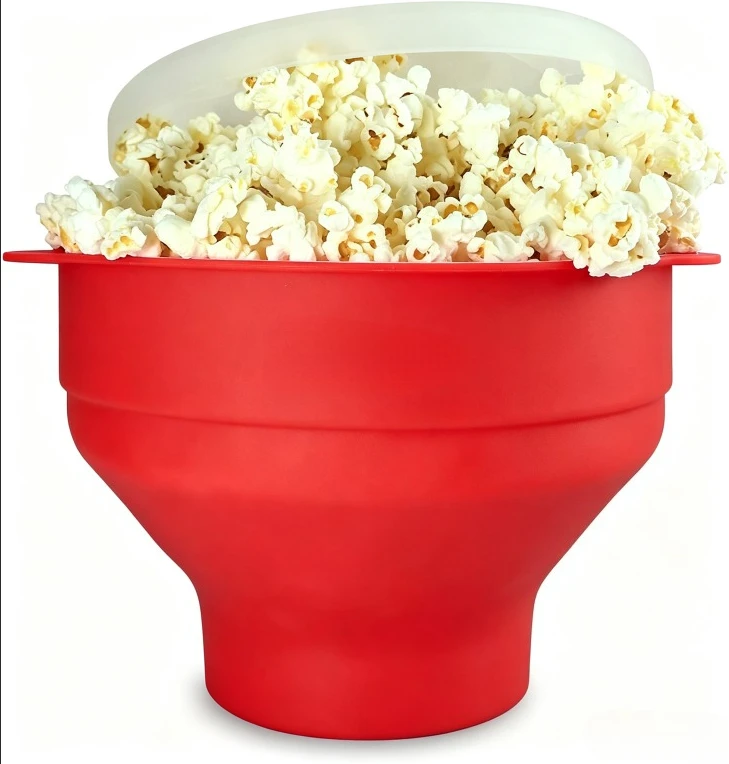 Collapsible Silicone Popcorn Popper for Healthy, Oil-Free Snacking