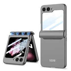Luxury Magnetic Protective Case with Hinge and Camera Guard for Samsung Galaxy Z Flip Series (Grey)