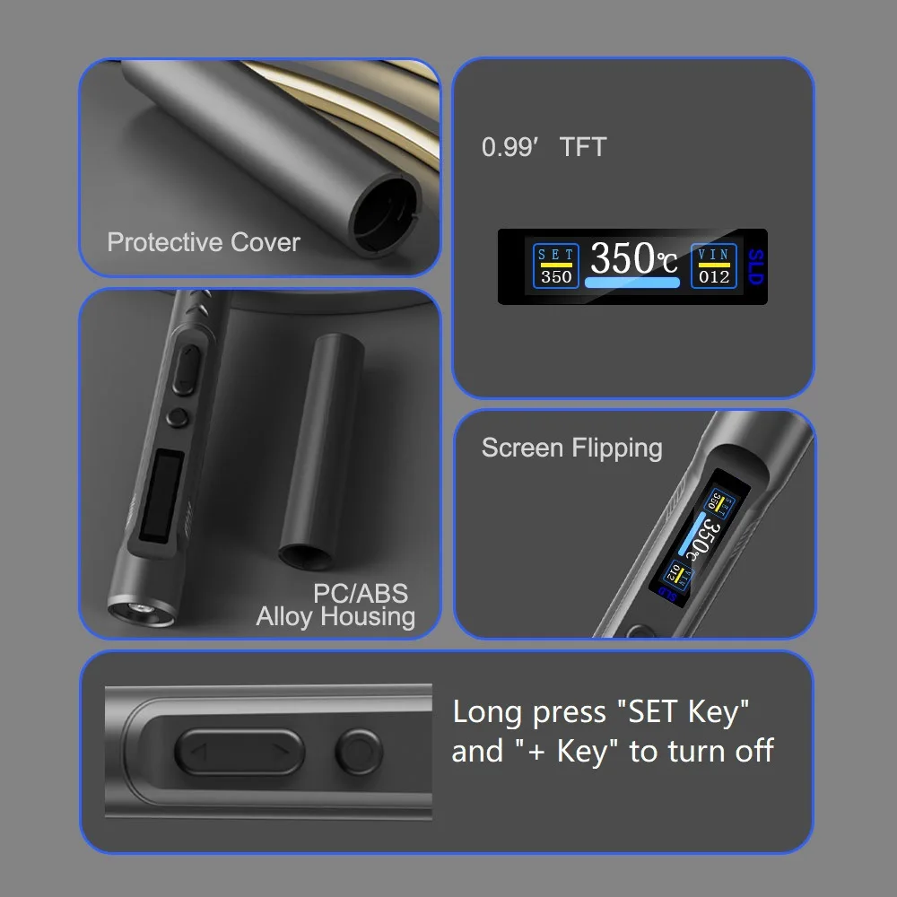 T65-SP 90W Digital Handheld Soldering Iron 150-450 ℃ Temperature Setting PD+DC Dual Power Fast Heating Soldering Iron 4
