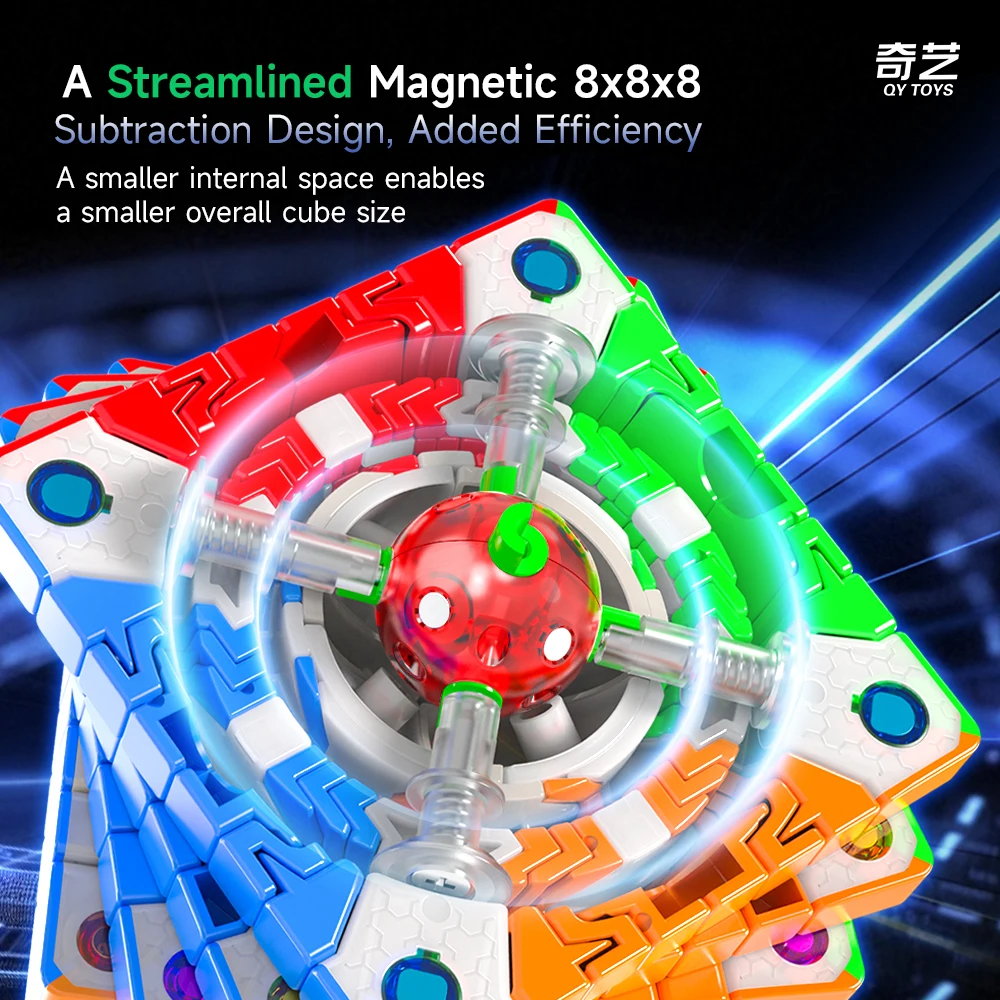 [Picube] QiYi 8x8 마그네틱 볼 코어 자석 매직 큐브 8x8x8 스티커리스 전문가용 안티 스트레스 큐브 마기코 어린이 선물