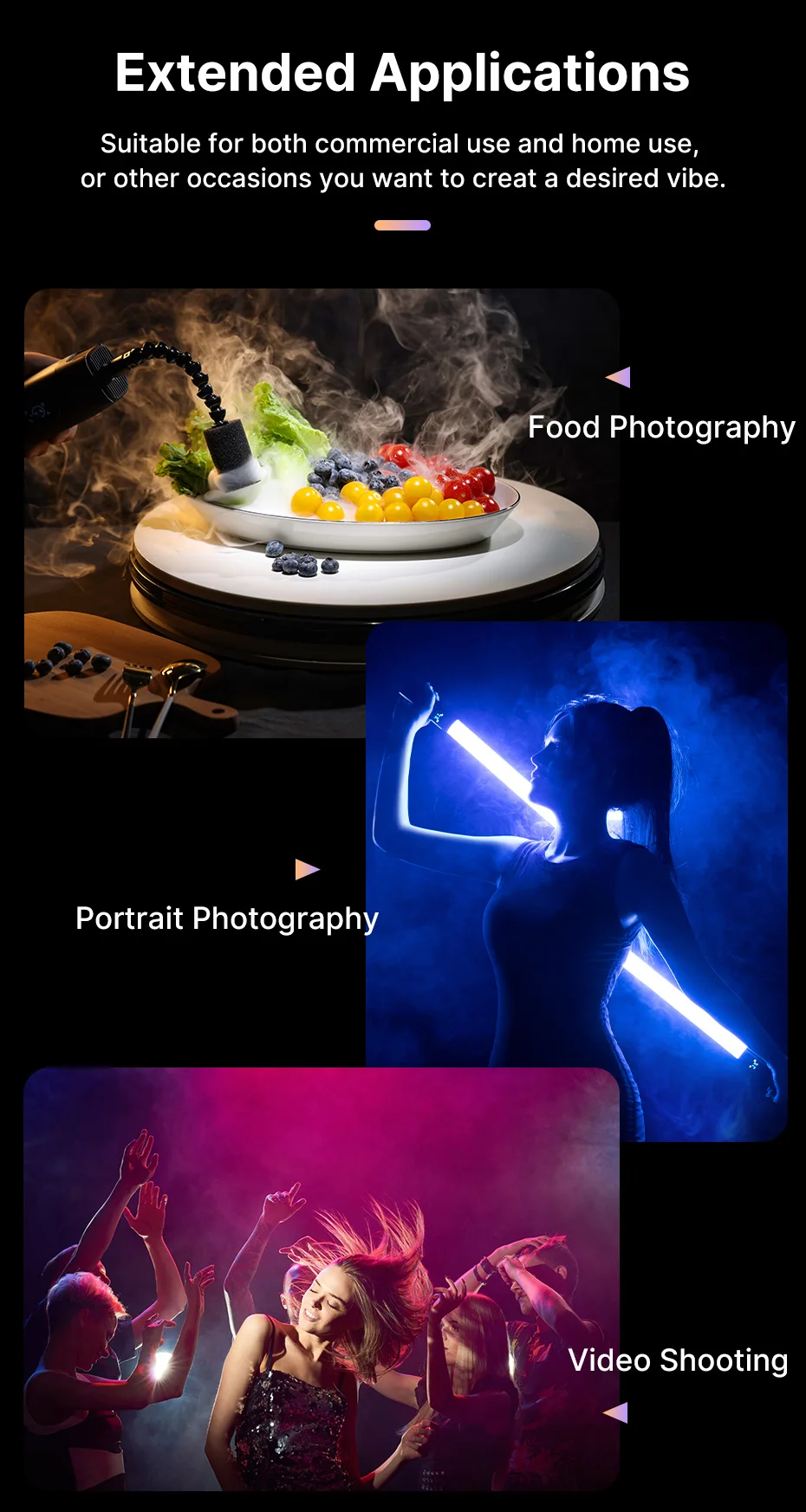 Description Picture 6 of itemUlanzi FILMOG Ace 40W Portable Fog Machine for Food Portrait Film Video Photography 10m Wireless Control Dry Ice Fog Machine