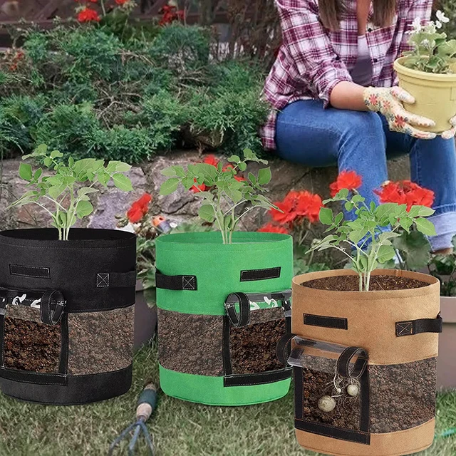 7/10 Gallon Filc Növénynövekedés Táskák Átlátszó Burgonya Edényfogantyú Vegetables Hagyma Sárgarépa Ültető Kültéri Kerti Szerszámok - Image 5