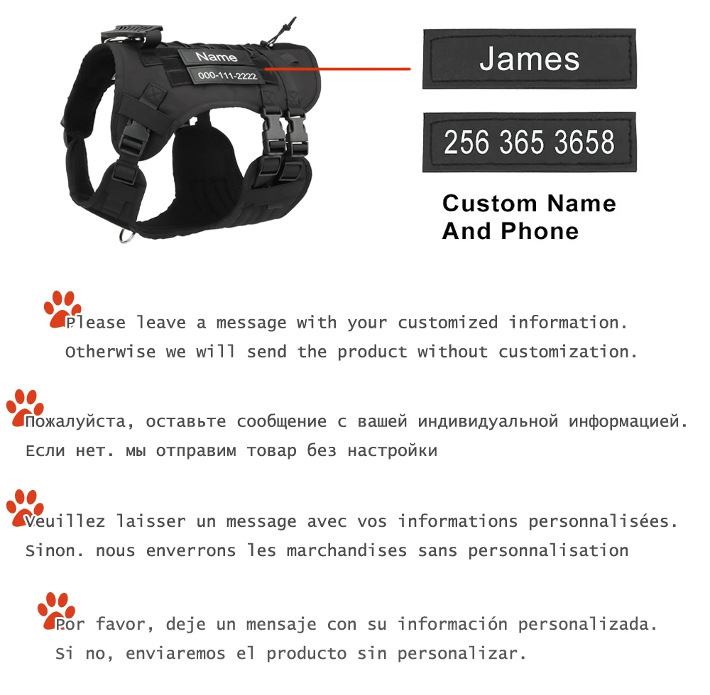 Personalized Name Dog Harness Customized Phone Breathable Adjustable Pet Harness for Medium Large Dog Chest Strap Vest