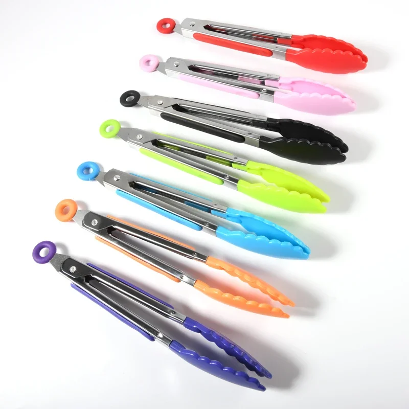 1pc Random color Kapmore Heat-Resistant Food Tong food tongs Creative Non-Slip Nylon Bread Tong Serving BBQ Tools Accessories