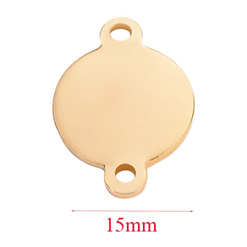 20-Piece Gold Stainless Steel Round Blank Stamping Tags with Dual Loops