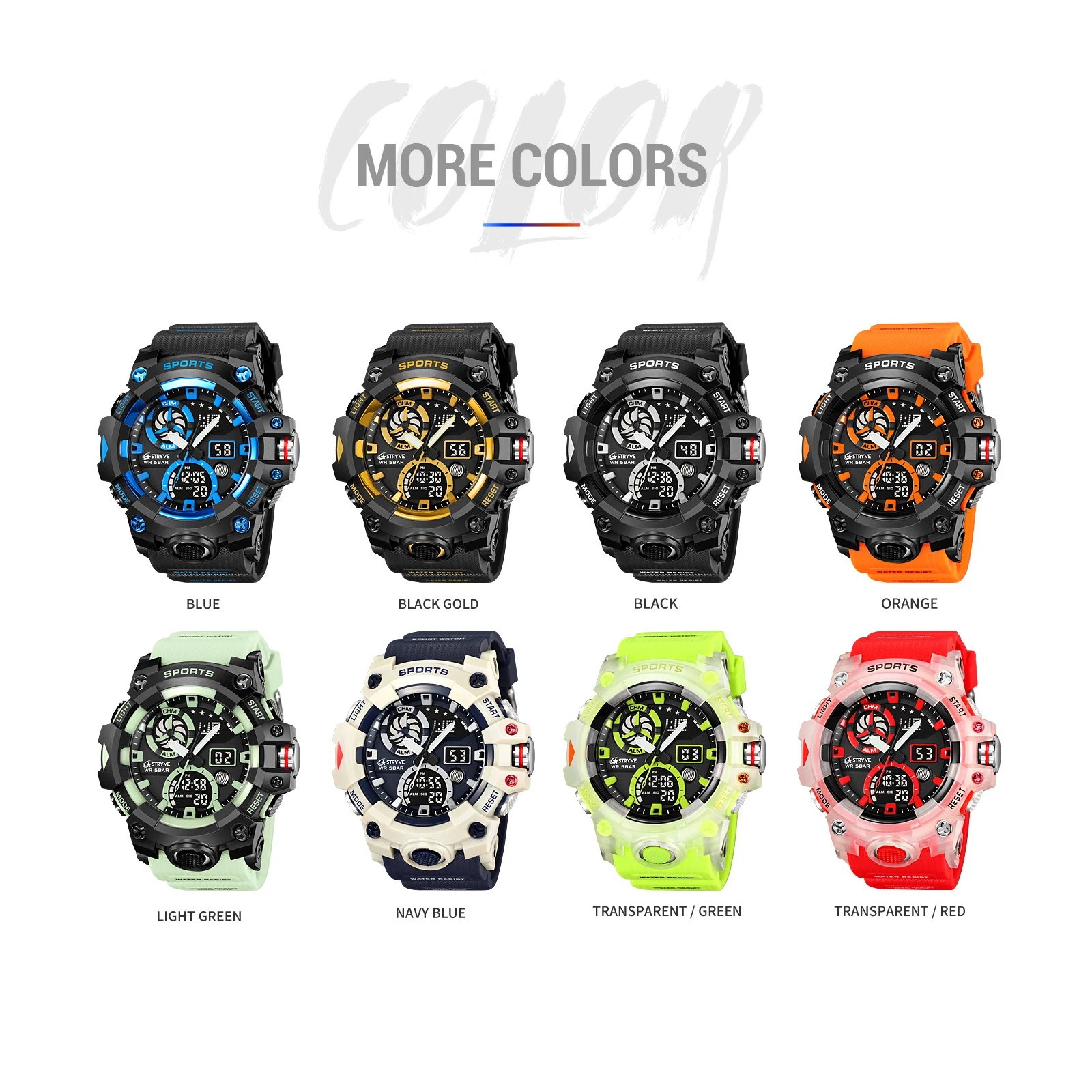 Stryve-digital Double Time Chronograph Ver para Homens Luxo Eletrônico Sport Relógios Week Display Relógios de Pulso Venda Quente - Image 2