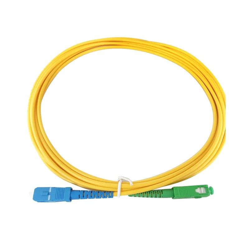 Fiber Optic Patch Cord SC/APC-SC/UPC,1 Meter Length SM SX Single Mode Simplex 3.0MM Diameter PVC Telecom Optical Jumper